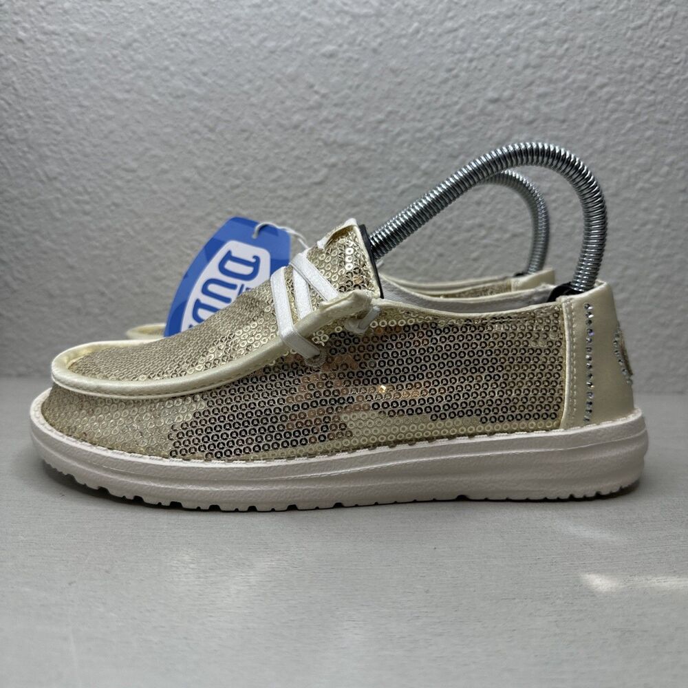 Hey DUDE Wendy Disco Gold Sequin Slip-on Shoes Women’s Size 6 - Picture 2 of 7